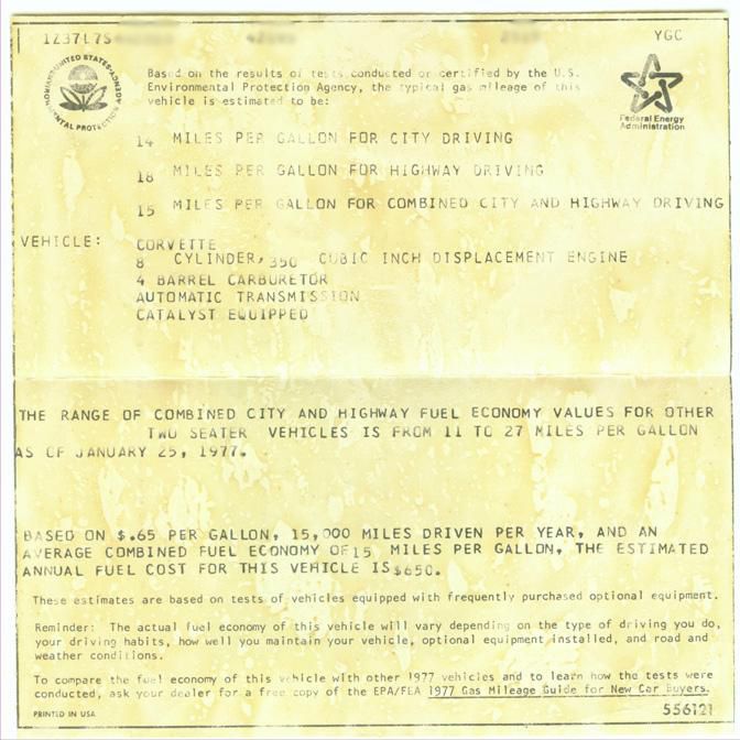 1977 Corvette document