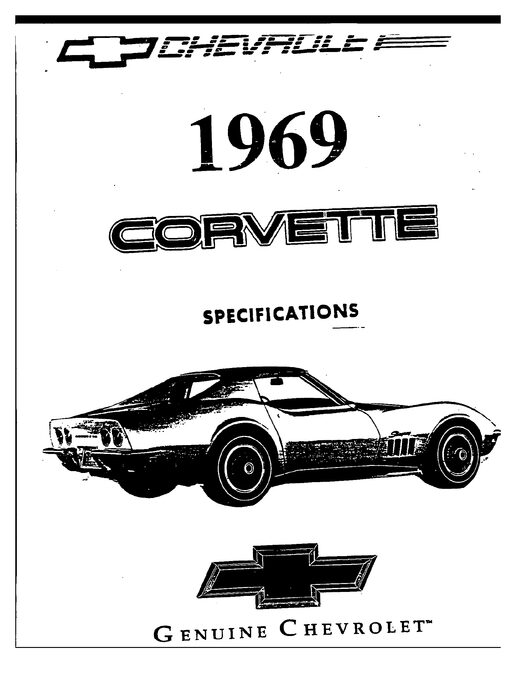 Cover of the 1969 Chevrolet Corvette factory specification manual