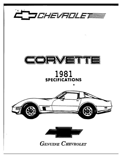 Cover of the 1981 Chevrolet Corvette factory specification manual
