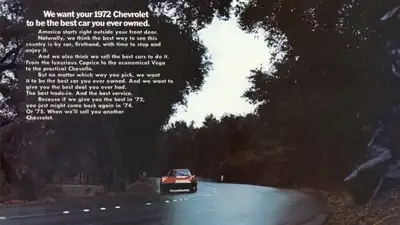 Period 1972 Corvette advertisement
