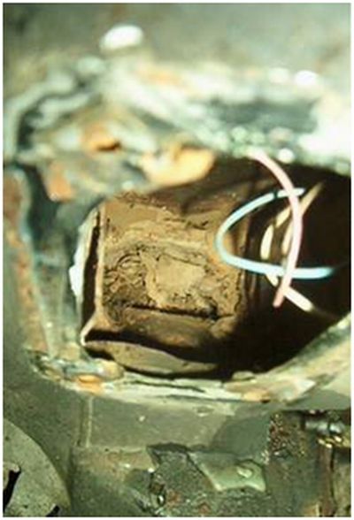 Inside of the number three body mount with the access cover removed