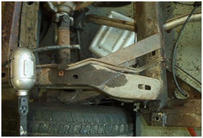 Frame checked for rot in front of the rear wheels