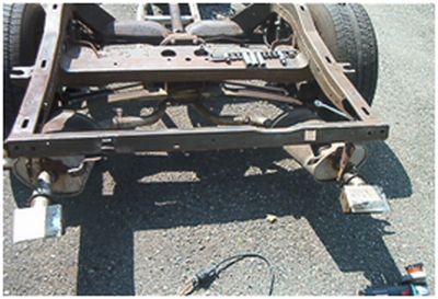 Frame cleaned with a wire wheel and power washer